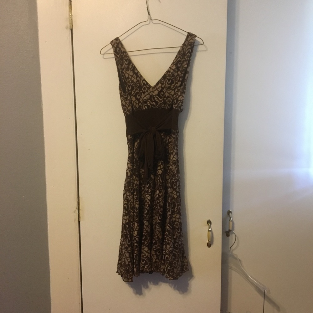 Studio Y. Brown lace tank mini dress XS
